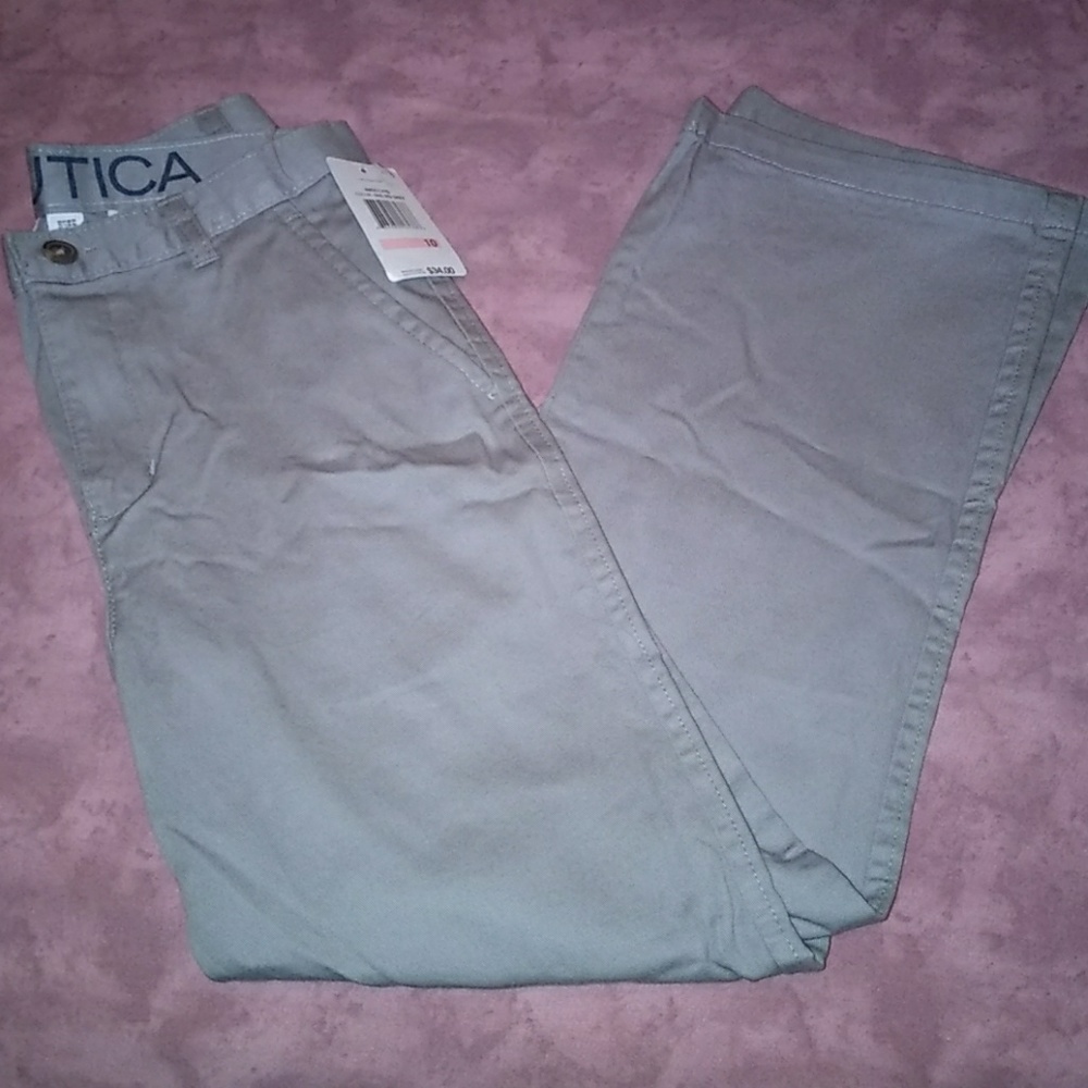 ๐ NEW NWT $34 Nautica Gray Utility Pants Slacks Boy's 10 Quality - Picture 3 of 5